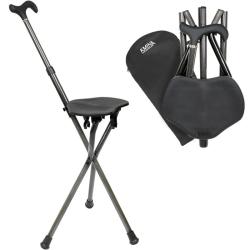 Canne siège ultra légère à hauteur réglable en fibre de carbone - Noir - 20 cm