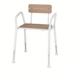 Chaise de douche effet bois avec accoudoirs - Non - 54 cm