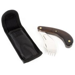 Couteau / fourchette pliant - Noir - 20 cm