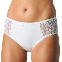 Culotte dentelle devant et fond intraversable avec protection absorbante moyenne - Taille : 1 - Blanc - 1