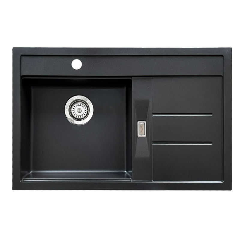 Évier PMR 1 en granit avec égouttoir côté droit ESG-4001BL - Noir - 78 cm