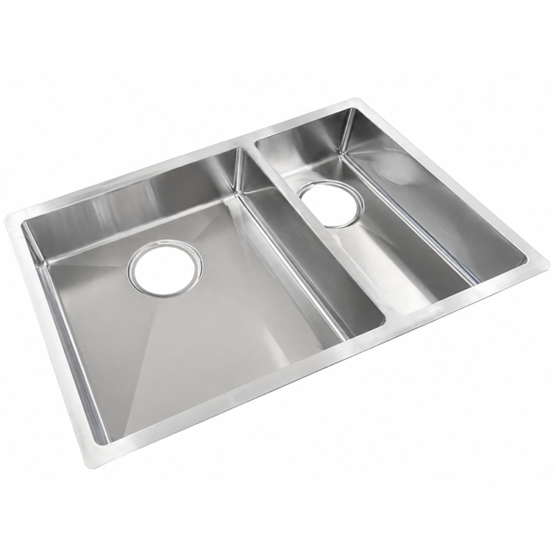 Evier PMR inox 2 cuves avec bonde Larvik - 10 cm
