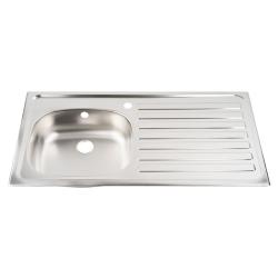 Evier PMR inox à encastrer 1 cuve 1 égouttoir Drammen - Gris - 12,7 cm