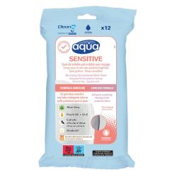 Gants de toilette pré-imbibés Aqua Sensitive Cleanis - Taille : Universel - Blanc - Universel