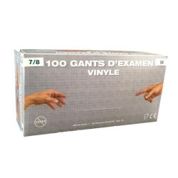 Gants en vinyle jetables poudrés - Lot de 100 - Taille : S (6/7) - Transparent - S (6/7)