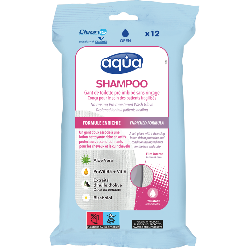 Gants pré-imbibés Aqua Shampoo Cleanis - Taille : Universel - Blanc - Universel