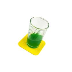 Lot de 4 dessous de verre antidérapant - Jaune - 9 cm
