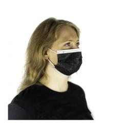 Masque Médical 3 Plis Jetable Noir - Avec Elastiques - Type II - Boîte de 50 - Noir