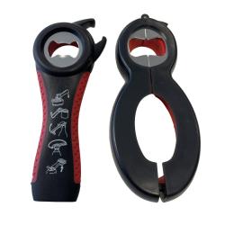Pack d'ouvre bocal et décapsuleur 6en1 - Rouge / Noir