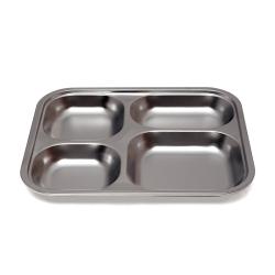 Plateau repas 4 compartiments en inox - 25,5 cm