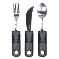 Set de 3 couverts gros manches pliables éco - Noir