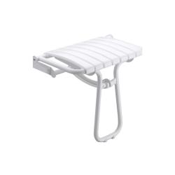 Siège de douche Pellet escamotable avec béquille automatique grande taille - Epoxy Blanc - 45 et 50 cm