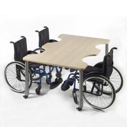 Table PMR 4 places pour fauteuil roulant - Pierre de Lune - 162 cm