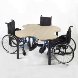 Table PMR 4 places ronde pour fauteuil roulant - Pierre de Lune - 73 à 83 cm