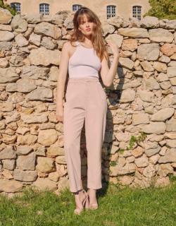 Chino high waist Ambre - ROSE SMOKE