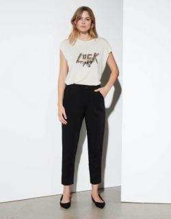 Loose cigarette trousers Luna Color - BLACK