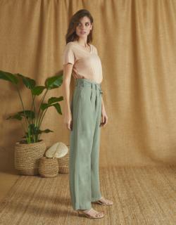 Pantalon wide Gabby Linen - GREEN BAY