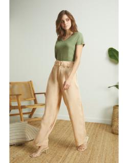 Pantalon wide Gabby Linen - HAZELNUT