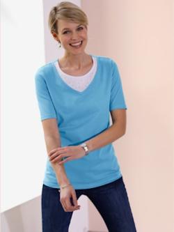 T-shirt à manches courtes aspect 2 en 1 tendance - vert d'eau - 56 - WITT