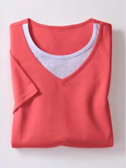 T-shirt à manches courtes aspect 2 en 1 tendance - corail - 50 - WITT
