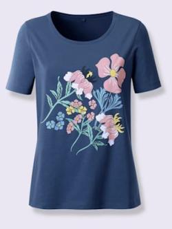 T-shirt à manches courtes imprimé floral - bleu jean imprimé - 54 - WITT