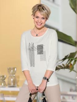 T-shirt à manches 3/4 à encolure ronde, couleur couleur ivoire, taille 44 - Witt