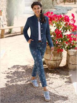Blazer en jean col montant tendance, couleur bleu, taille 54 - Witt