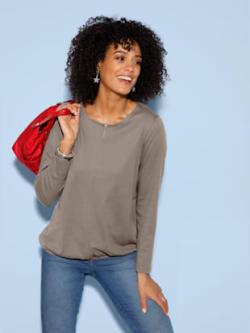 T-shirt à manches longues ourlet élastique - taupe - 54 - WITT