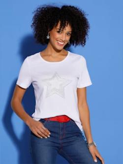 T-shirt à manches courtes imprimé feuille brillant - blanc - 54 - WITT