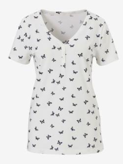 T-shirt fausse patte de boutonnage - écru imprimé - 44 - WITT