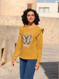 Sweat-shirt 50% coton - ocre-écru - 44 - WITT