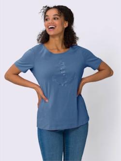 T-shirt à manches courtes imprimé transfert couleur argenté - bleu moyen - 42 - WITT