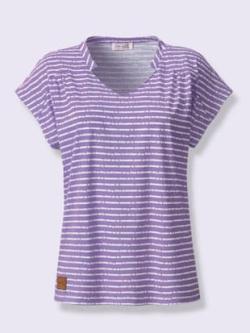 T-shirt imprimé pur coton, couleur violet, taille 42, marque Collection L - Witt
