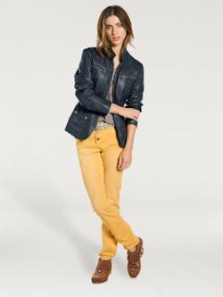 Veste en cuir cuir d'agneau souple - marine - 46 - WITT