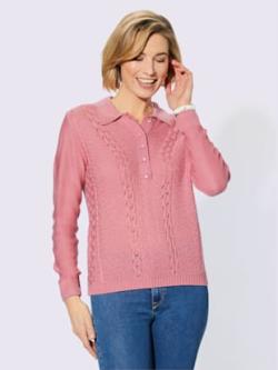 Pull polo mélange de motifs structurés/ajourés - vieux rose - 46 - WITT