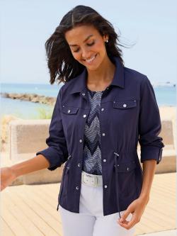 Blazer chemisier poches poitrine plaquées, couleur bleu, taille 38, marque Collection L - Witt