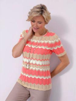 Pull ajouré - rose flamant-sable à motifs - 42 - WITT