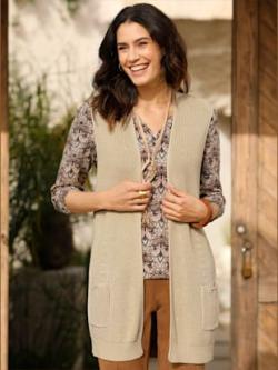 Gilet en tricot 50% coton - sable - 54 - WITT
