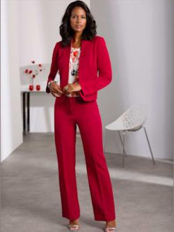 Blazer court 34% viscose, couleur rouge, taille 48, marque Fair Lady - Witt