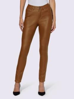 Pantalon effet ventre plat coupe skinny tendance, couleur marron, taille 52 - Witt