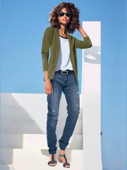 Blazer en jersey coupe sobre pour un look décontracté tendance, couleur vert, taille 46 - Witt