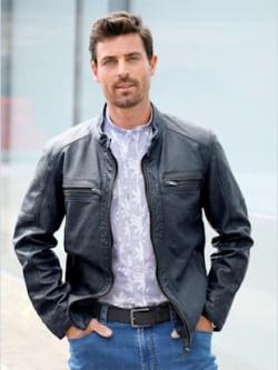 Veste en cuir cuir agneau nappa doux - bleu fumée - 52 - WITT