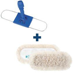 Balai plat articulé en métal avec frange en coton TTS 40 cm