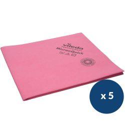 Lavette non-tissée microfibre Micron Quick Vileda - lot de 5 Rose