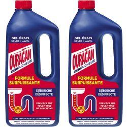 Gel déboucheur siphons et canalisations Ouragan 1 L - lot de 2