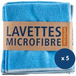 Lavettes tissées microfibre 40x40 cm Premium Delcourt - lot de 5 Bleu