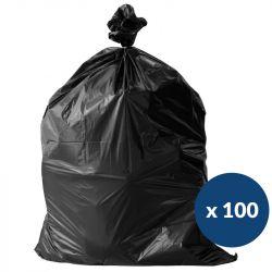 Sac poubelle gris noir lien classique Delcourt 150 L - carton de 100