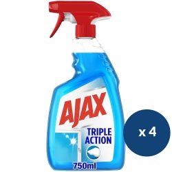 Nettoyant dégraissant vitres et surfaces parfumé Ajax x 4 Pulvérisateur 750 ml