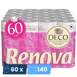 Papier toilette blanc 4 plis Déco Rénova - colis de 60 rouleaux de 140 feuilles