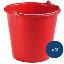 Seau de ménage gradué en plastique 10 L - lot de 2 Bleu